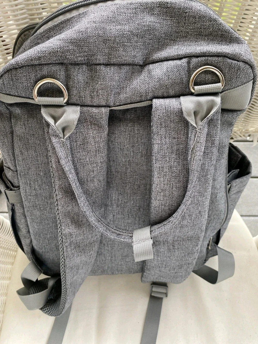 Ruvalino Diaper Bag + Changing Pad Gray Waterproof Travel Organization Backpack